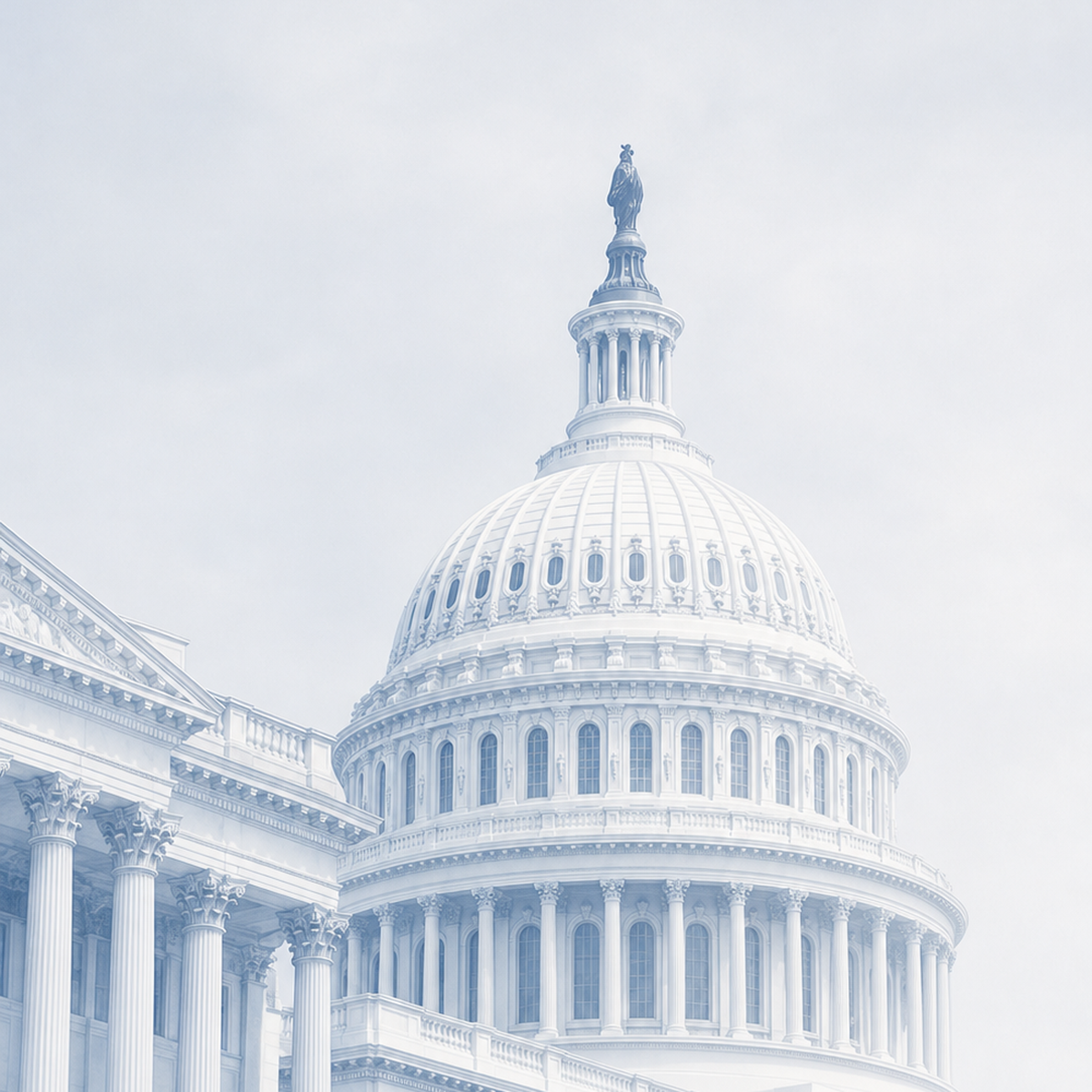 U.S. Capitol dome in blue wash